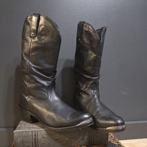 Men’s Black Leather Cowboy Boots | Size 10D | Western